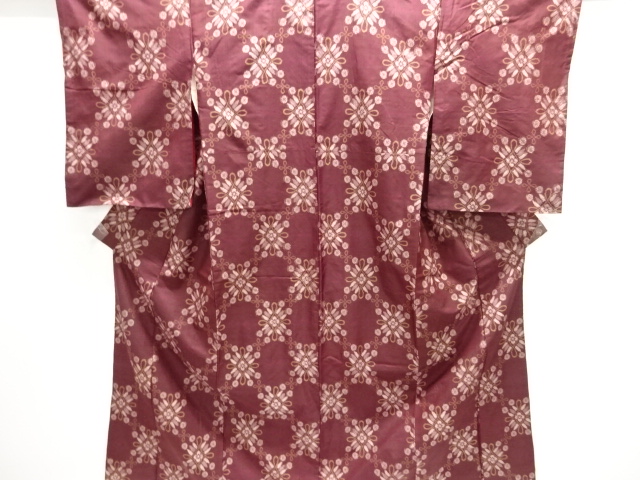 JAPANESE KIMONO / ANTIQUE KIMONO / TAISHO ROMAN STYLE / SILK / DORO OSHIMA TSUMUGI / WOVEN ABSTRACT PATTERN